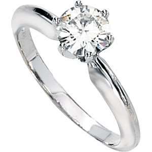 Gorgeous Womens 14k White gold 6MM3/4 CT Round Moissanite Solitaire 