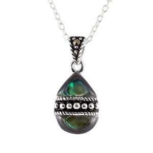  Marcasite and Abalone Droplet Pendant Jewelry