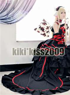 Gothic Lolita Chobits Cosplay Costume Made Black/red/Purple Long Dress 