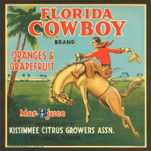  FLORIDA COWBOY ORANGES GRAPEFRUIT JUICE USA FRUIT POSTER 