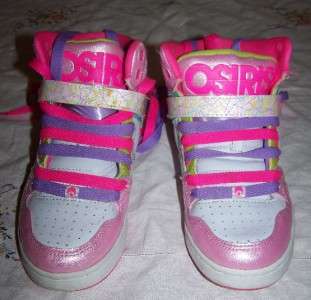 Osiris Bronx Slim Girls Neon & Metallic High Top Skate Shoes Size 6 
