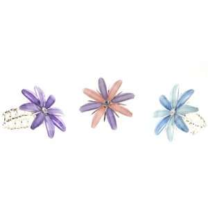 Set of 3 Resin Flower Rings  Purple, Blue and Pink  Marquis Shaped 