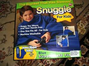 Snuggie For Kids Fleece Throw Blanket with Sleeves BLUE  