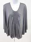 NWT Main Shop Silver 3/4 Sleeve Ruched Top, One Size  