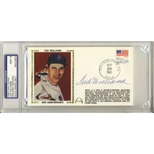  1981 Ted Williams Signed Fdc Cachet Psa/dna 9 Slabbed 