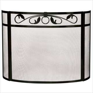 Uniflame 3 Panel Black Wrought Iron Bow w/Top Scroll Design Fireplace 