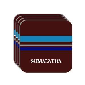 Personal Name Gift   SUMALATHA Set of 4 Mini Mousepad Coasters (blue 