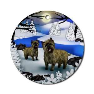  Cairn Terrier Dog Round Porcelain Christmas Ornament, 2 7 