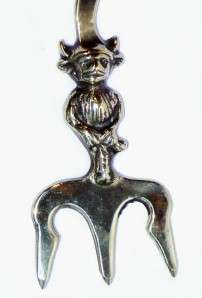 UNUSUAL VINTAGE TOASTING FORK DECORATED WITH IMP / DEVIL WITH SNAKE 
