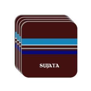 Personal Name Gift   SUJATA Set of 4 Mini Mousepad Coasters (blue 