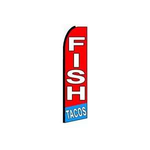  Fish Tacos (Red/White/Blue) Feather Banner Flag (11.5 x 3 
