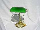 STUDENTS LAMP DESK LAMP TABLE LAMP brass base green glass shade