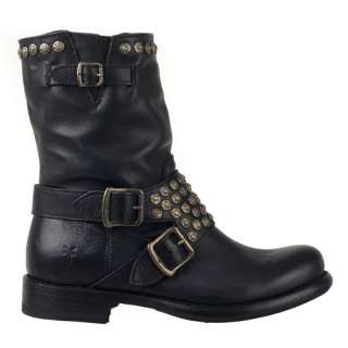 Frye Womens Boots Jenna Studded Short Black Leather 76795  