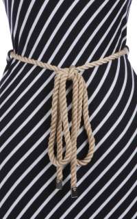 Diagonal Stripes Sleeveless Racerback Full Length Long Maxi Dress Rope 