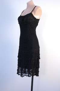 LOTUS Black Crochet Floral Lace Corset Top Dress Sz 4  