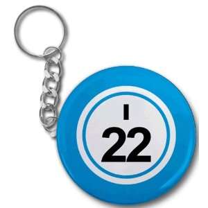   I22 Twenty two Blue 2.25 Inch Button Style Key Chain 