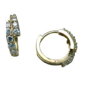  Two Tier Stunner Pave 14K Yellow Gold Huggie Earrings 