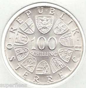 1975 AUSTRIA Silver 50 Schilling Johann Strauss Coin  
