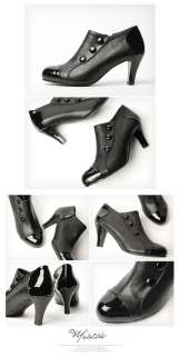 FFeFF / New Womens Button Black Bootie 2.8 Heel /04501  