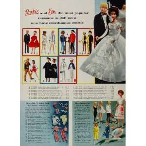  1963 Ad Barbie Ken Doll Coordinated Outfits Bride Groom 