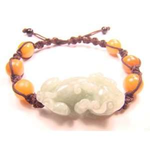   Jade Pi Yao with 10mm Yellow Jade String Bracelet DziCrystal Jewelry