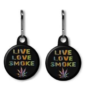 Creative Clam Live Love Smoke Marijuana Pot Leaf Pair Of 1 Inch Zipper 