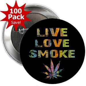  LIVE LOVE SMOKE Marijuana Pot Leaf 100 Pack of 2.25 inch 