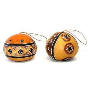  Global Crafts PGTX01 595004 Set of 2 Gourd Ornaments 