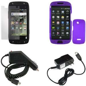  4G Combo Solid Purple Silicone Skin Case Faceplate Cover + Rapid Car 