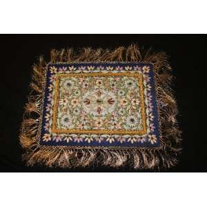    Embroidered Jeweled Carpet Wall Hanging with Semi Precious Stonework