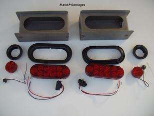RED LED 6 oval Light Box kit Steel Trailer Truck NO LIC  