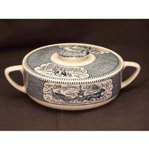  Royal China Currier & Ives Blue Round Covered Casserole 