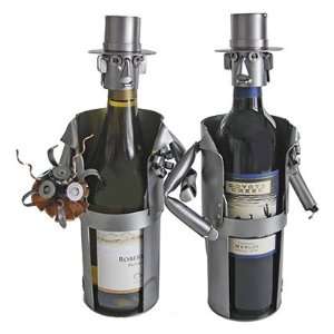   Groom & Groom Wine Bottle Holder H&K Steel Sculpture