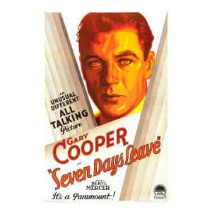  Seven Days Leave, Gary Cooper, 1930 Movie Premium Poster 