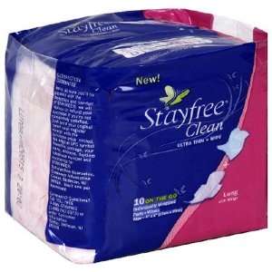  Stayfree Clean Pads + Wipes, Ultra Thin, Long with Wings 