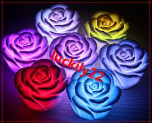 LED Changing 7 Color Floating Rose Flower Candle lights  
