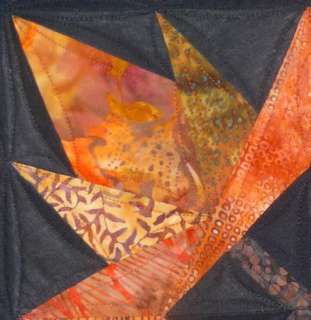 Small Art Quilt AUTUMN LEAVES Wall Hanging or Table Candle Mat Paper 