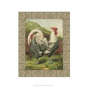  Cassells Roosters with Border III by Cassell 13x19