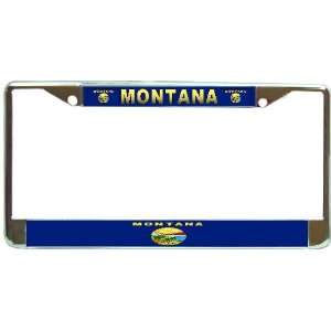  Montana Mt State Flag Chrome Metal License Plate Frame 