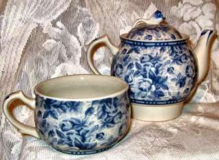 BLUE ROSE CHINTZ Stacking Teapot TEA FOR ONE Set  