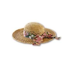  Widebrim Raffia Hat with silk bow