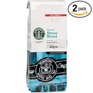 Starbucks Ground Coffee, Decaf House Blend, 16 Ounce Bags (Pack of 2)