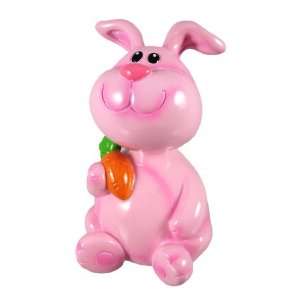    Cute Pink Bunny Bobble Head Piggy Bank Money Rabbit