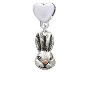  Antiqued Bunny Head European Heart Charm Dangle Bead 