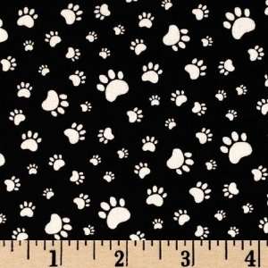  44 Wide Caterwauling Cat Paws Black/White Fabric By The 