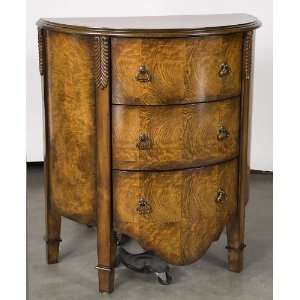   Burl Parquetry 3 Drawer Chest 32W Cabinet Solid Wood 