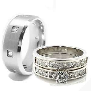   Stainless Steel Engagement Wedding Band Ring Set new (Size Mens 10