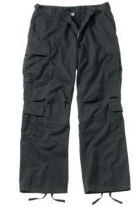 NEW VINTAGE STYLE FATIGUES BLACK CARGO PANTS  