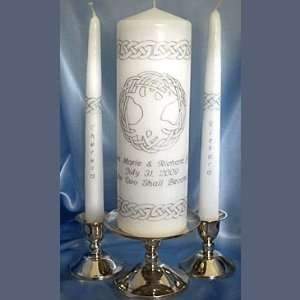  Tree of Life Celtic Unity Candle Set White/Ivory