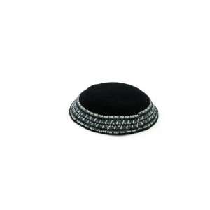  Set of 2, 17 Centimeter Knitted Kippah in Black with 
